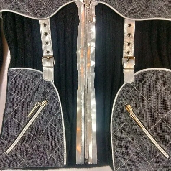 NWT Patricia Forgeal LM LULU French Black Silver Wool Fur Sweater Y2K Goth Rave - Picture 5 of 16